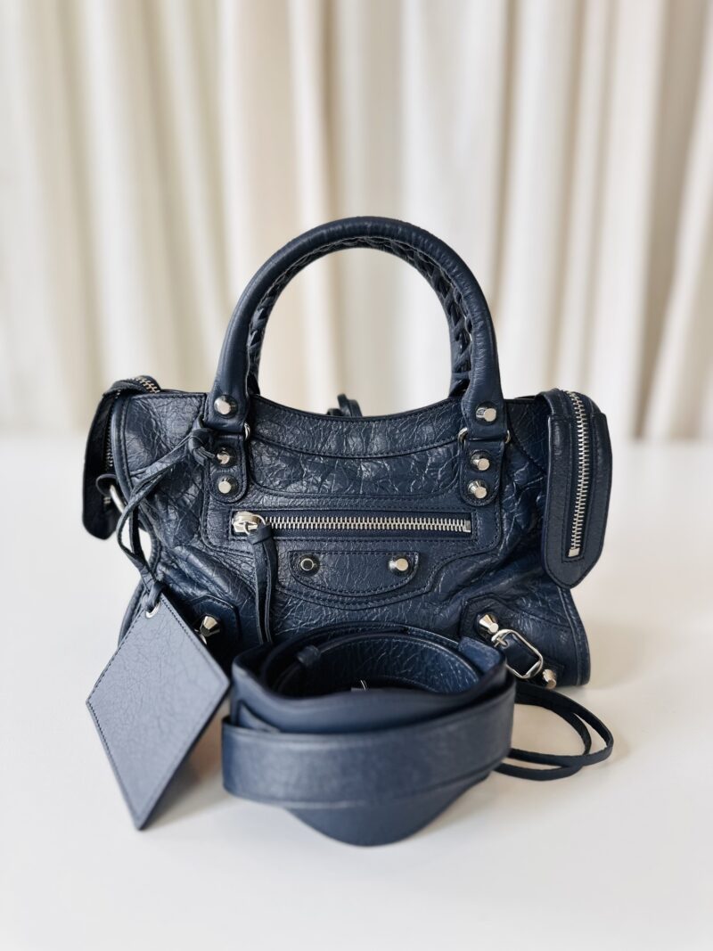 Balenciaga mini city bag navy - Image 9