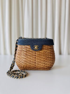 Rare Chanel denim rotan vanity