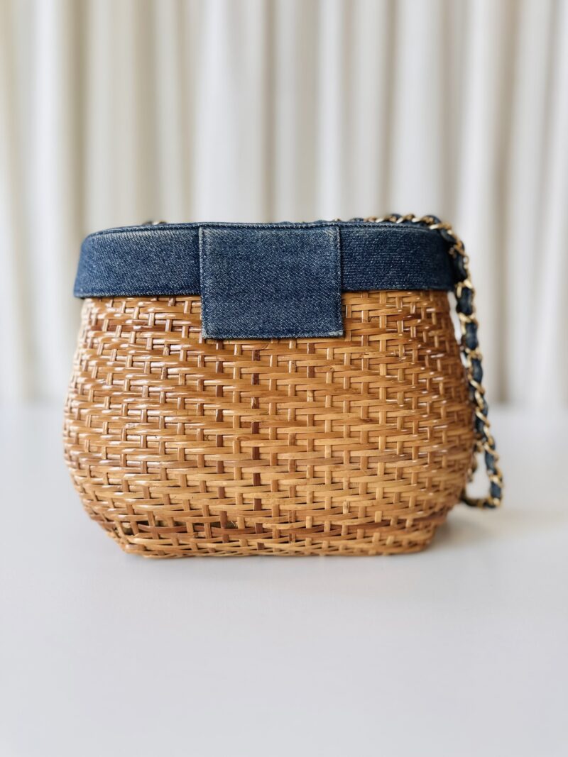 Rare Chanel denim rotan vanity - Image 3