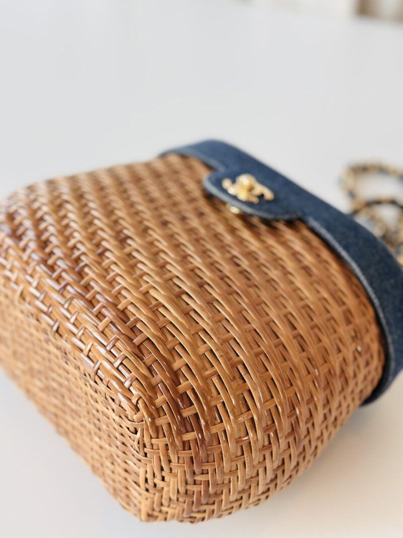 Rare Chanel denim rotan vanity - Image 8