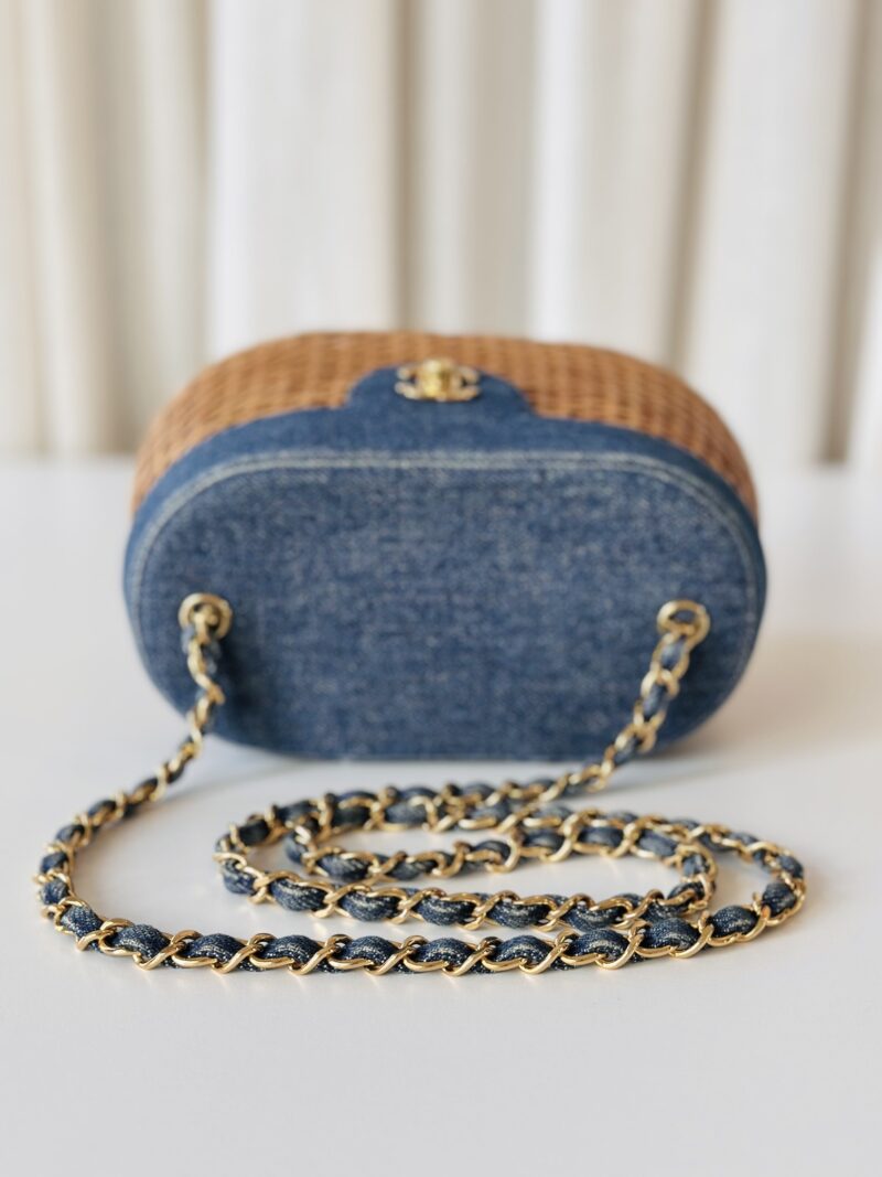 Rare Chanel denim rotan vanity - Image 10