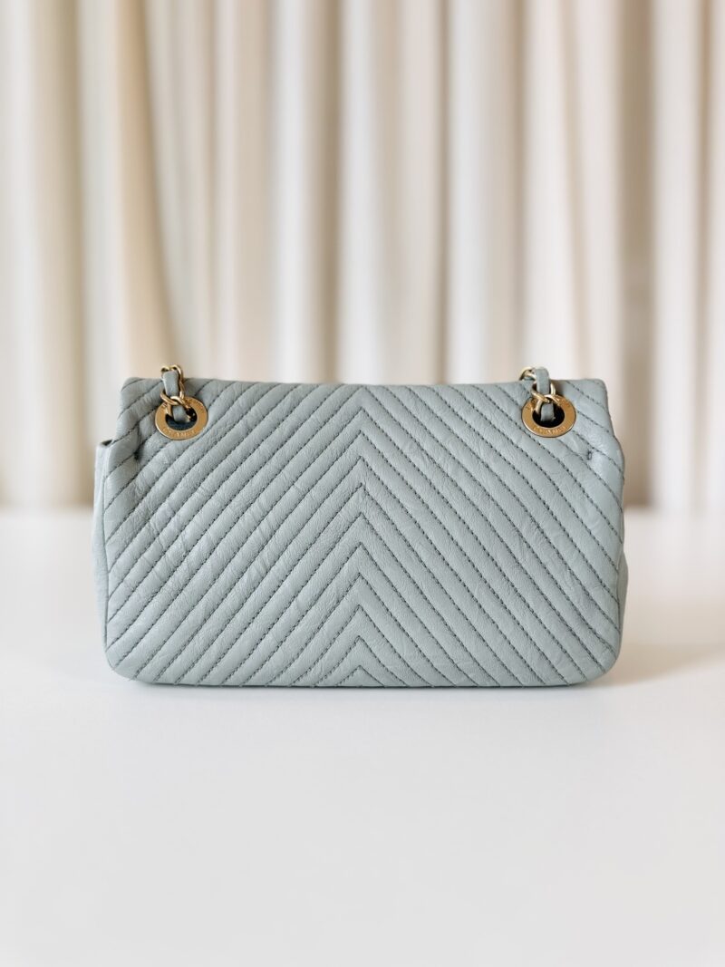 Chanel chevron single flap bag blue - Image 4