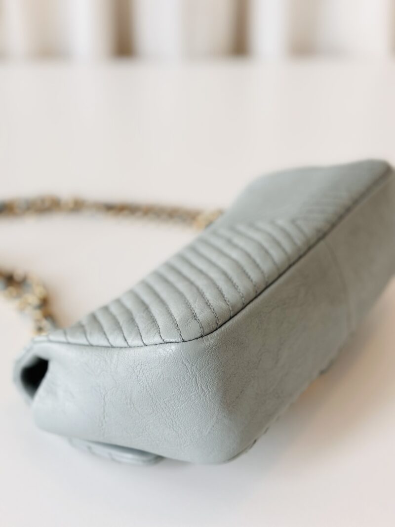 Chanel chevron single flap bag blue - Image 8
