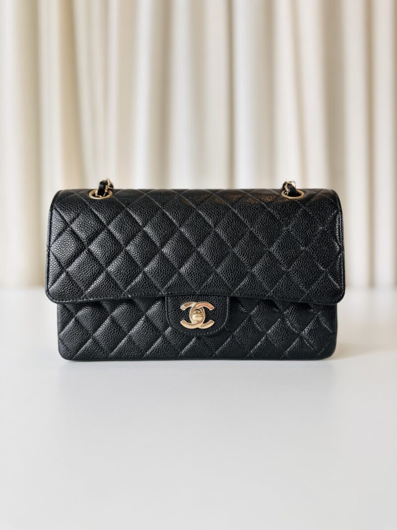 Chanel black vintage medium classic double flap bag
