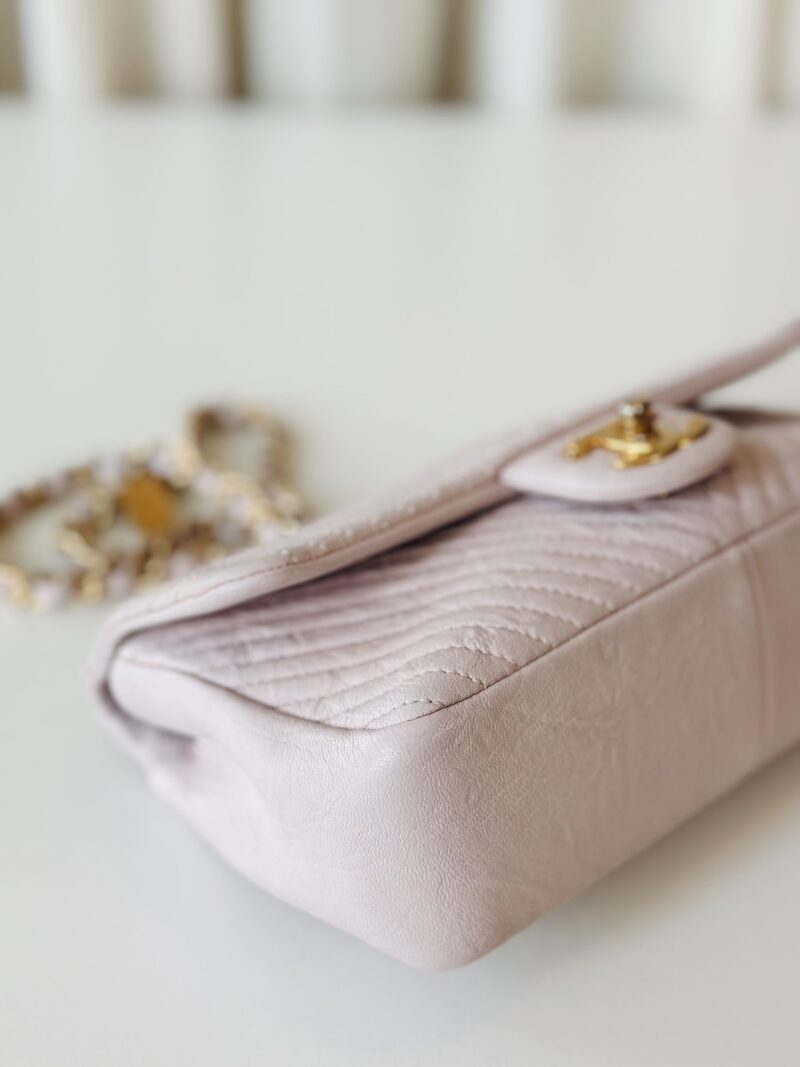 Chanel chevron single flap bag pink - Image 6