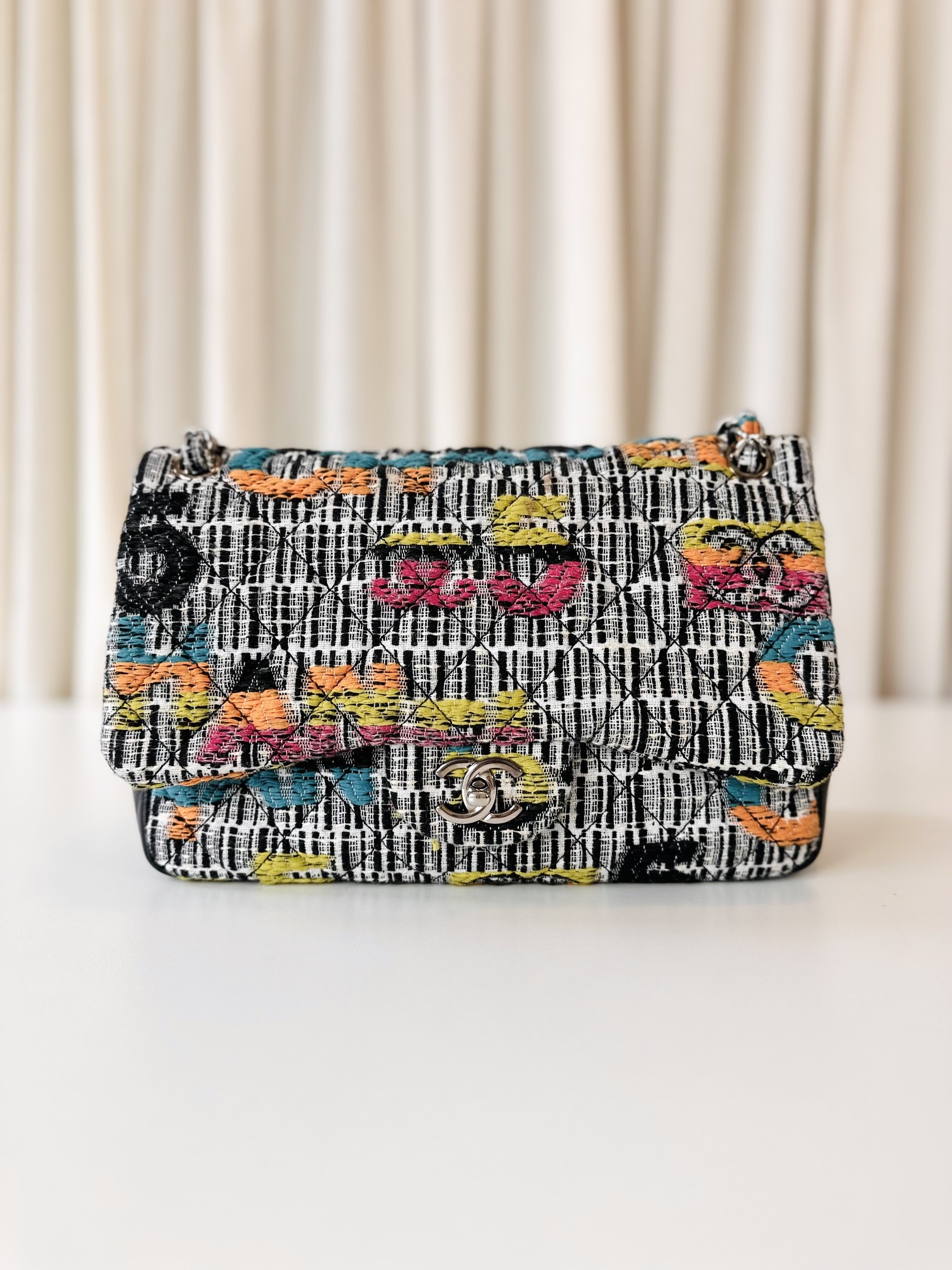 Chanel tweed single flap bag