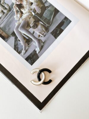 Chanel black & white brooch
