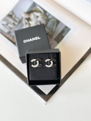 Chanel black & white earrings
