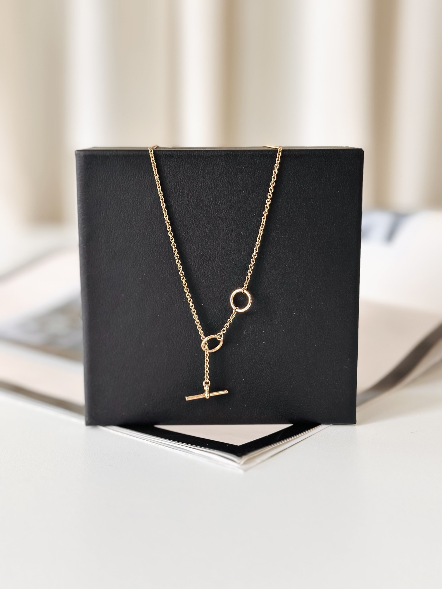 Hermes 18k Rose Gold Chain D'ancre mini punk necklace - Image 2