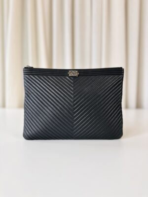 Chanel chevron boy clutch