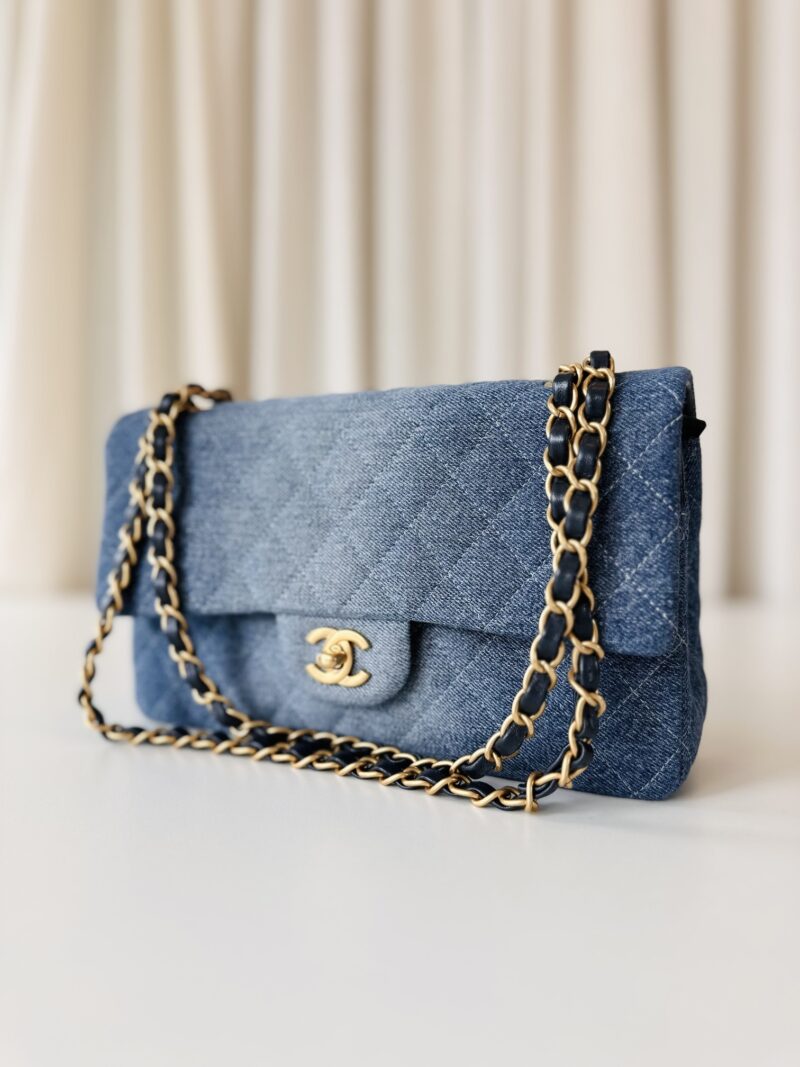 Chanel classic double flap bag denim - Image 3