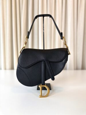 Dior black saddle bag medium