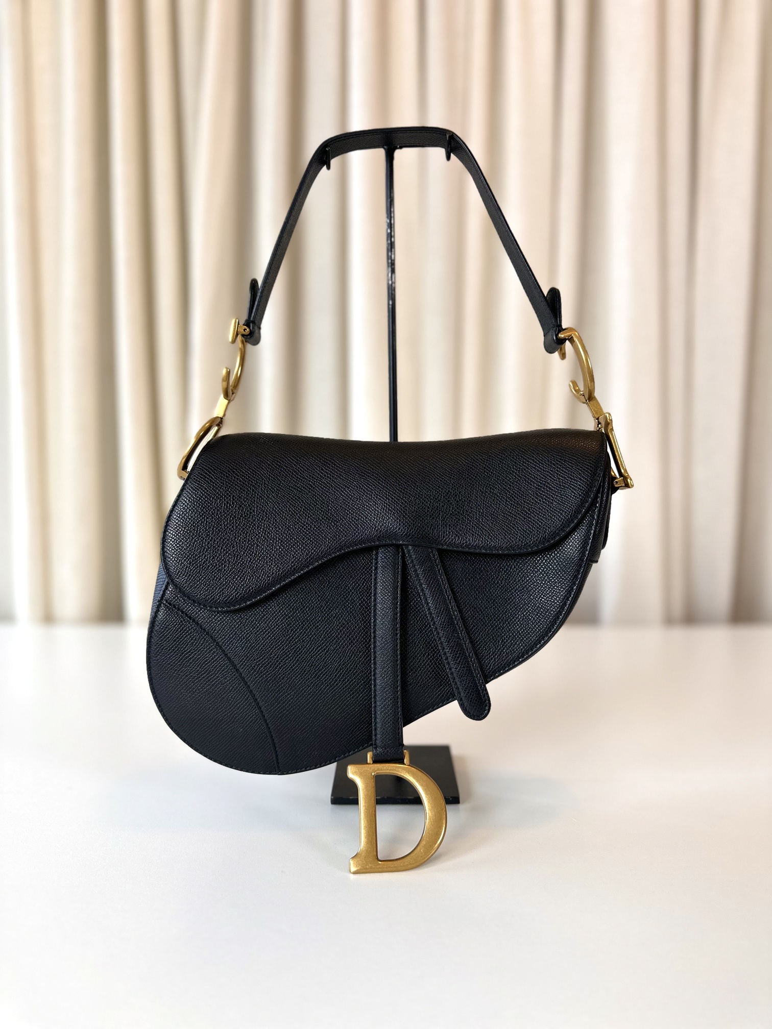 Dior black saddle bag medium