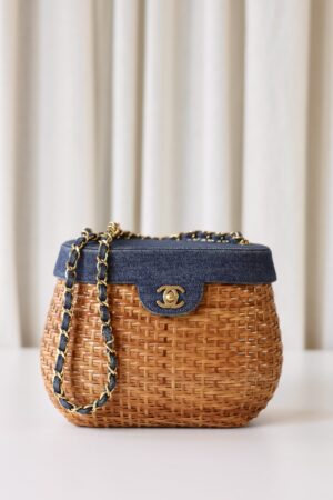 Rare Chanel denim rotan vanity