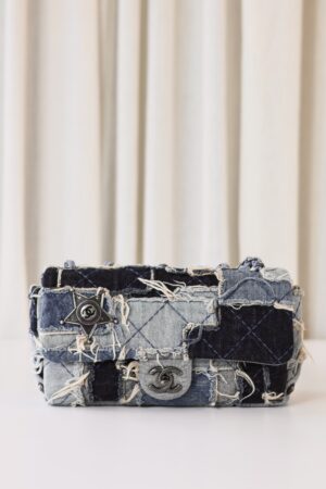 Rare Chanel denim single flap bag