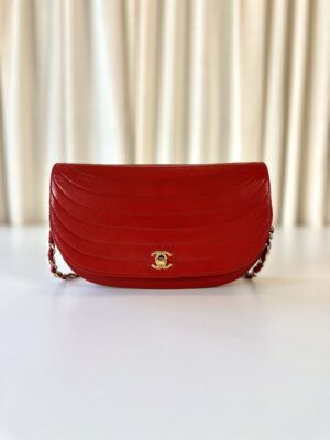Chanel red vintage single flap bag