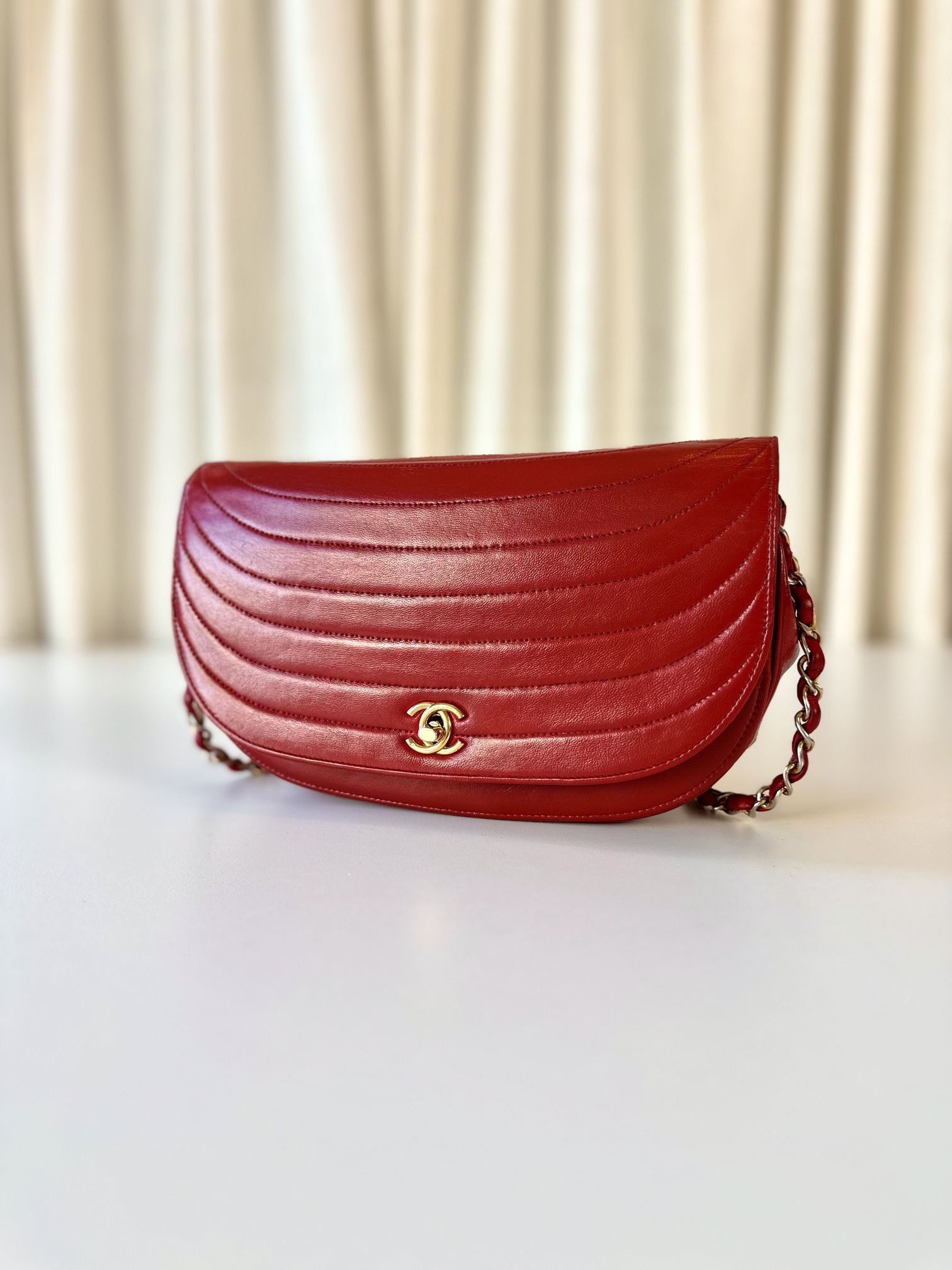 Chanel red vintage single flap bag - Image 2