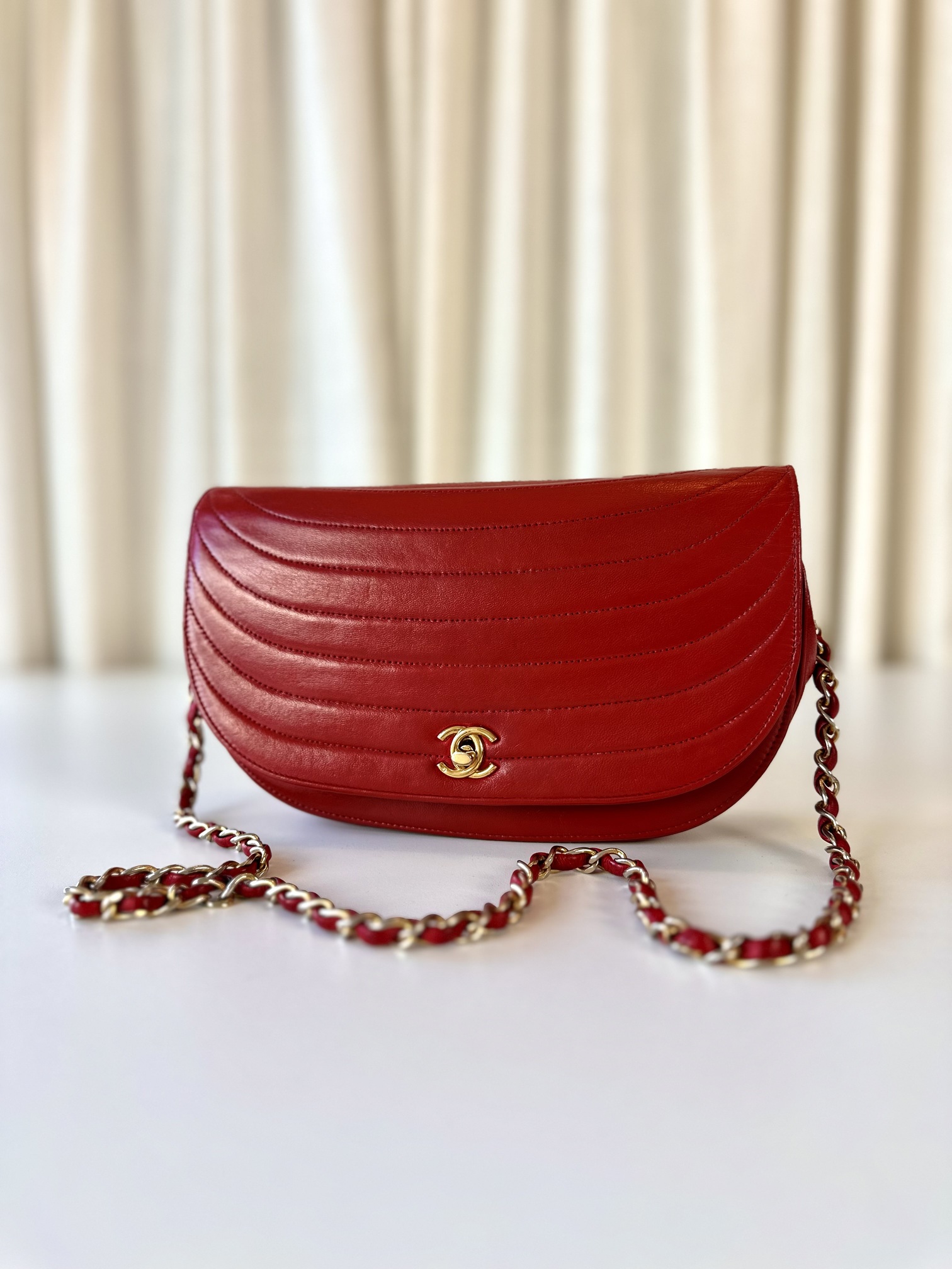 Chanel red vintage single flap bag - Image 3