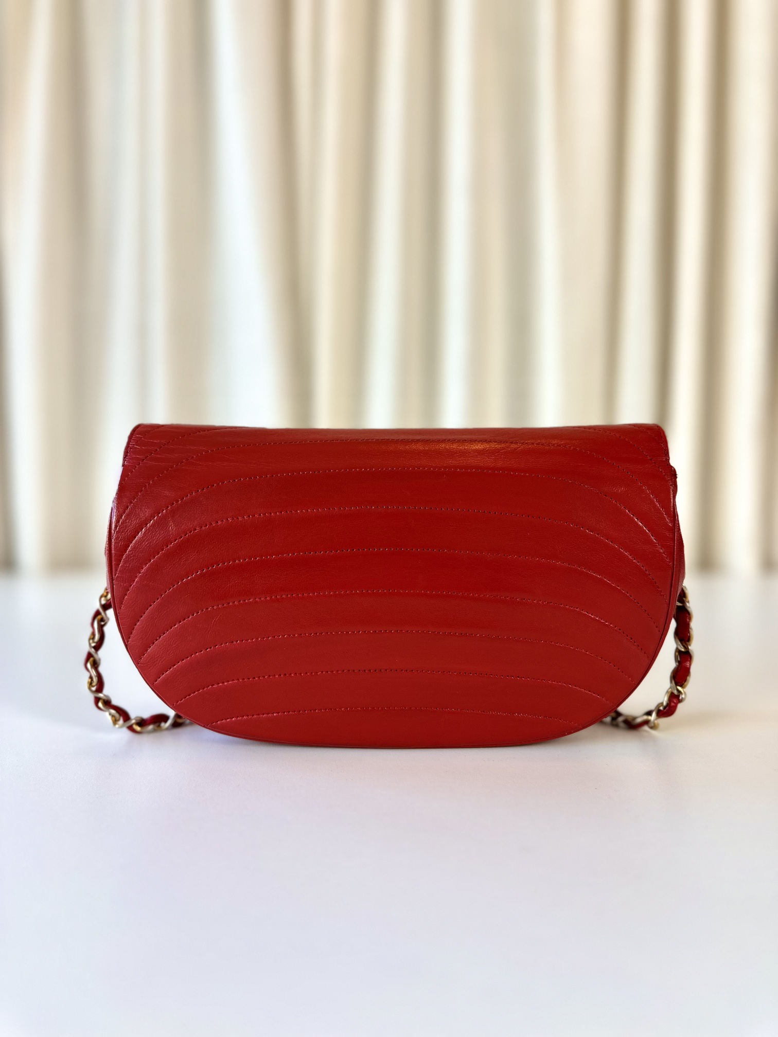 Chanel red vintage single flap bag - Image 5