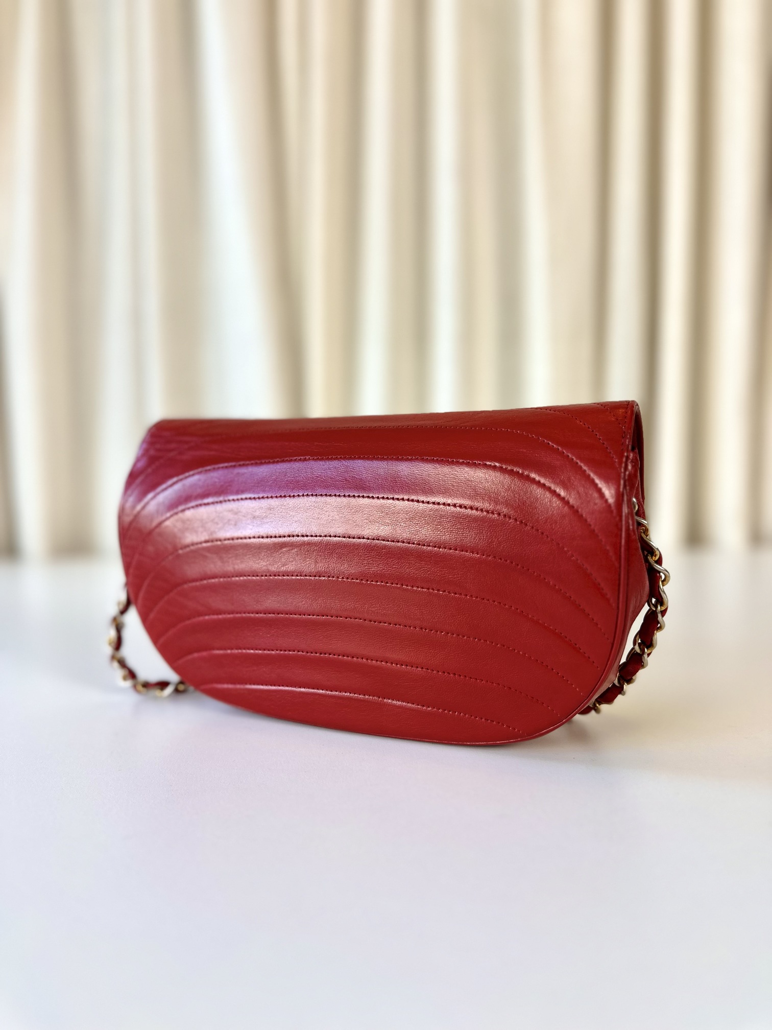 Chanel red vintage single flap bag - Image 6