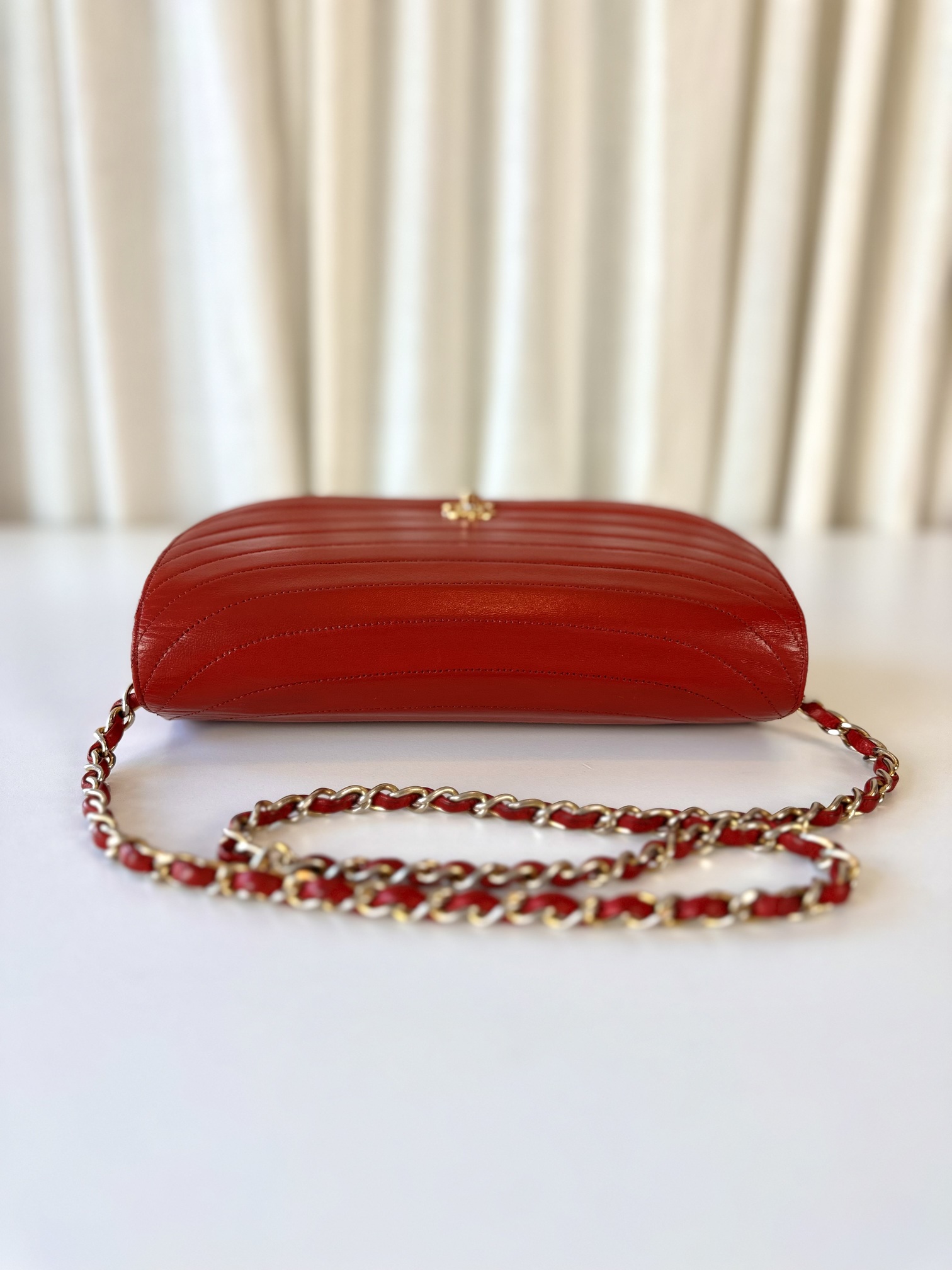 Chanel red vintage single flap bag - Image 8