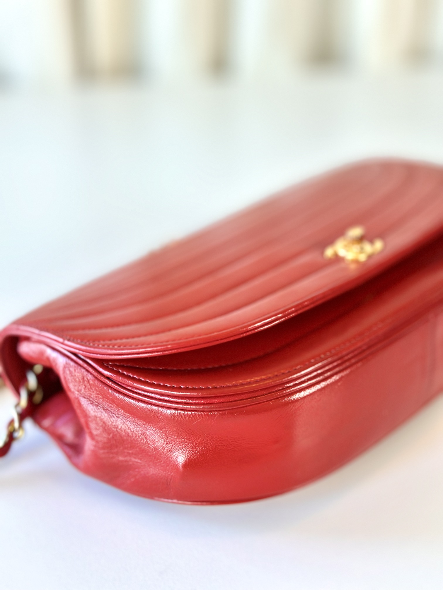 Chanel red vintage single flap bag - Image 9