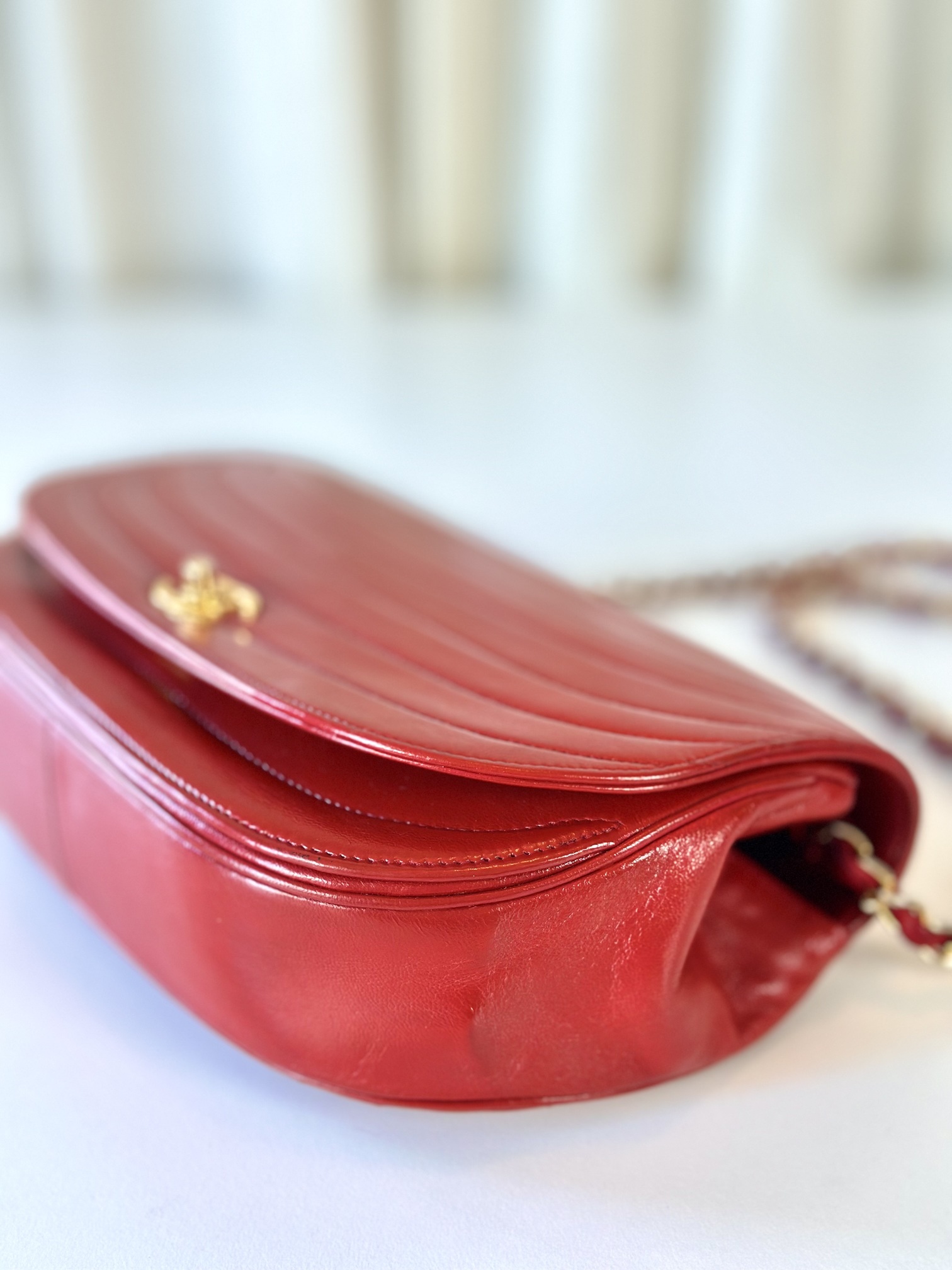 Chanel red vintage single flap bag - Image 10