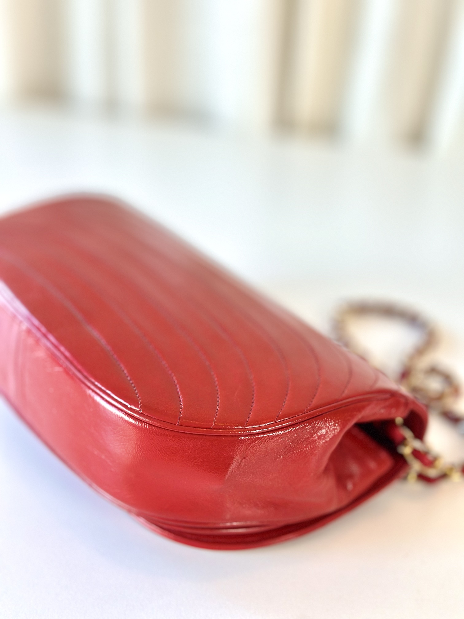 Chanel red vintage single flap bag - Image 12