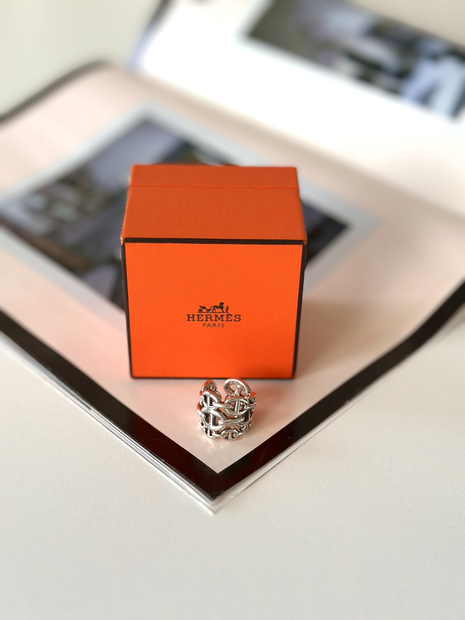 Hermes silver ring