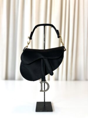 Dior satin saddle bag black