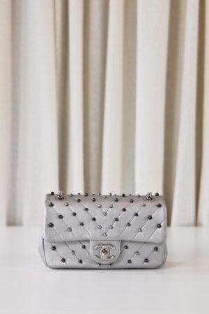 Chanel rectangular metallic silver