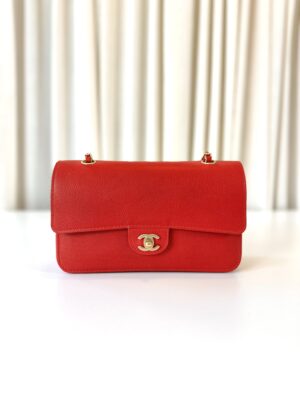 Chanel double flap bag red