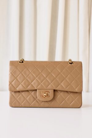 Chanel vintage classic medium double flap bag caramel