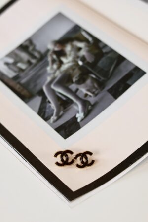 Chanel brown cc earrings