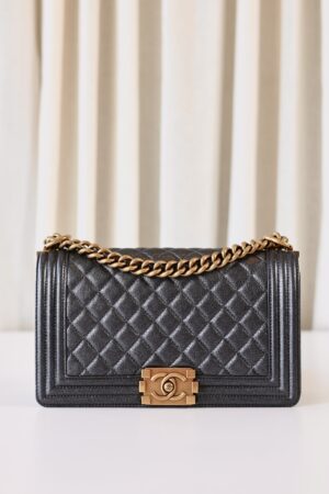 Chanel boy bag medium metallic grey