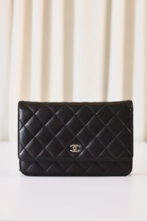 Chanel black wallet on chain