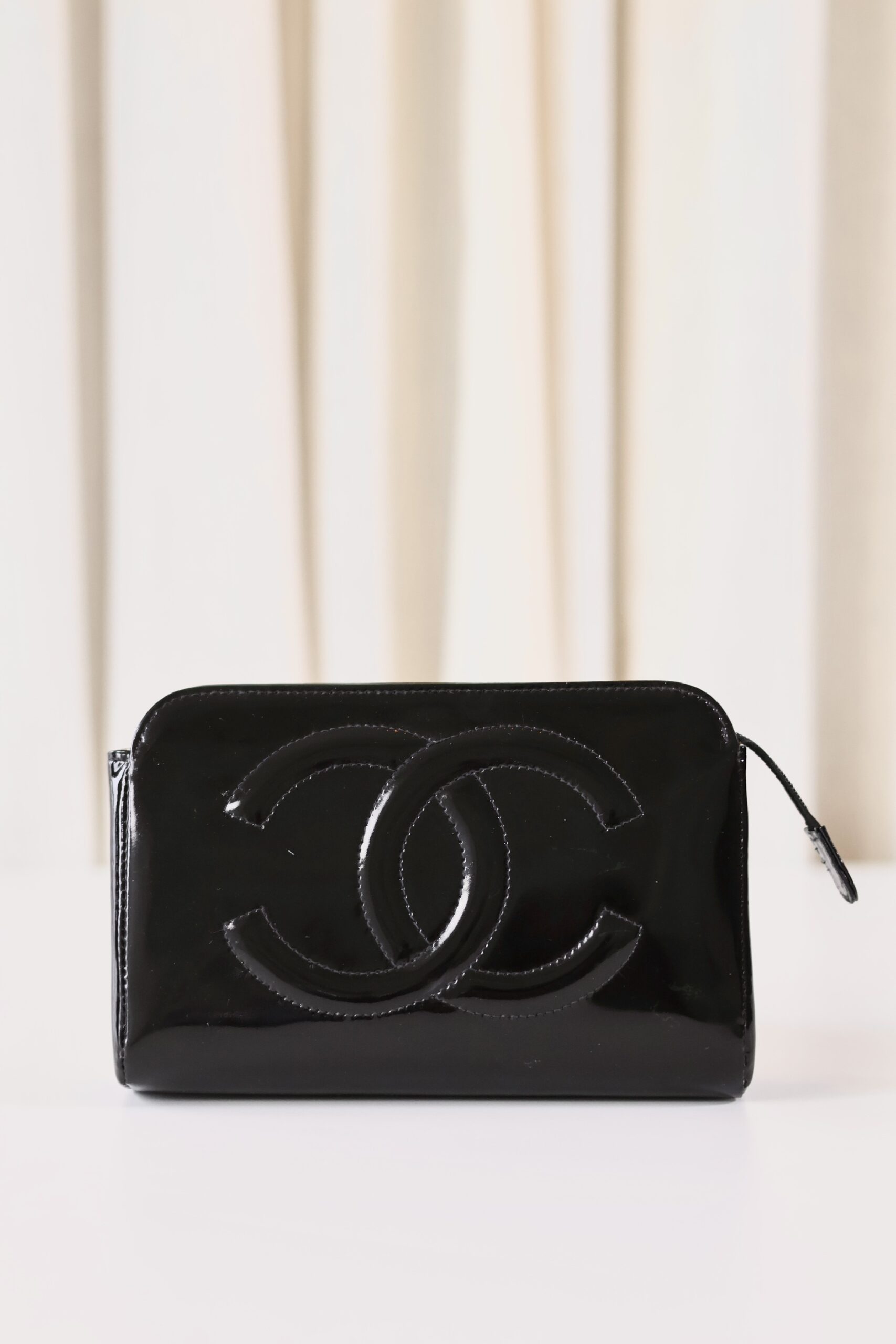 Chanel black patent pouch