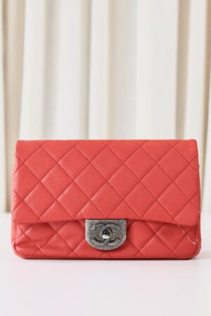 Chanel red single flap bag
