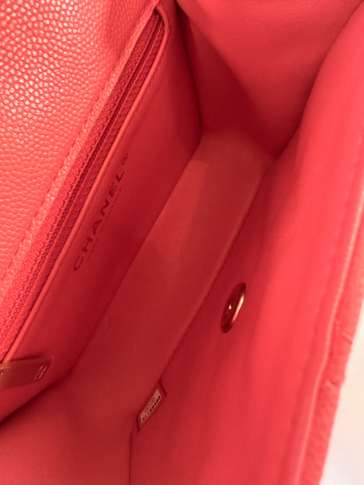 Chanel caviar mini square coral - Image 13