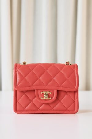Chanel caviar mini square coral