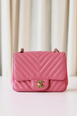 Chanel chevron mini square pink
