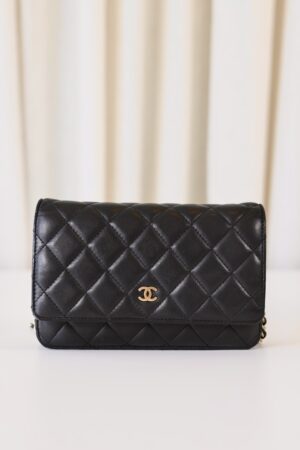 Chanel black wallet on chain