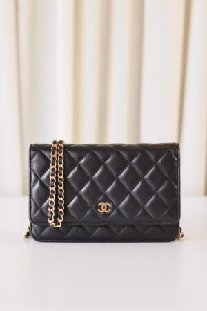 Chanel black wallet on chain