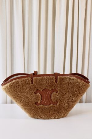 Celine Triomphe shearling tote bag