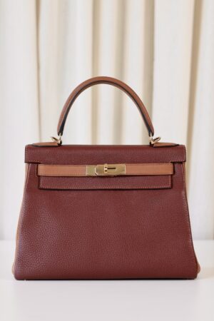 Hermes Kelly 28 Rouge H & Gold