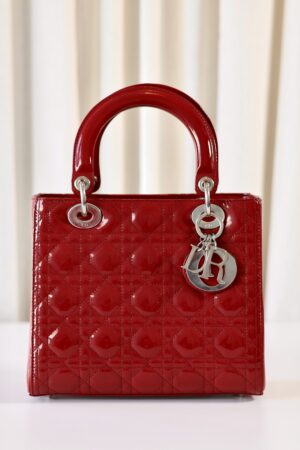 Lady Dior medium red patent