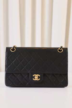 Chanel black vintage double flap bag medium