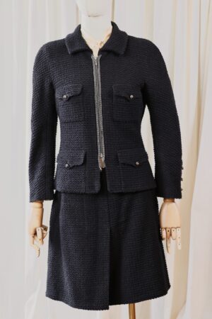 Chanel tweed suit black