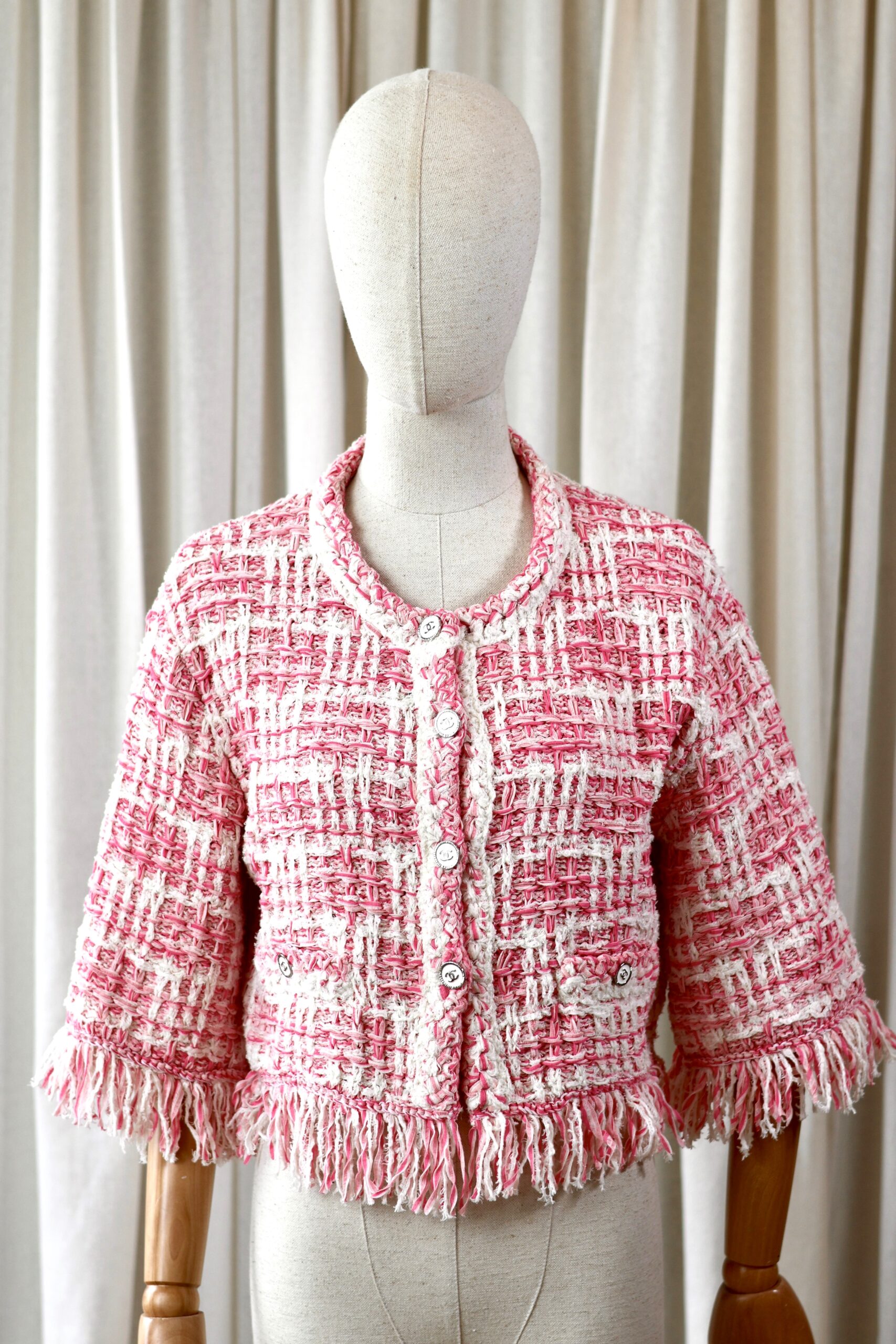 Chanel pink white tweed jacket