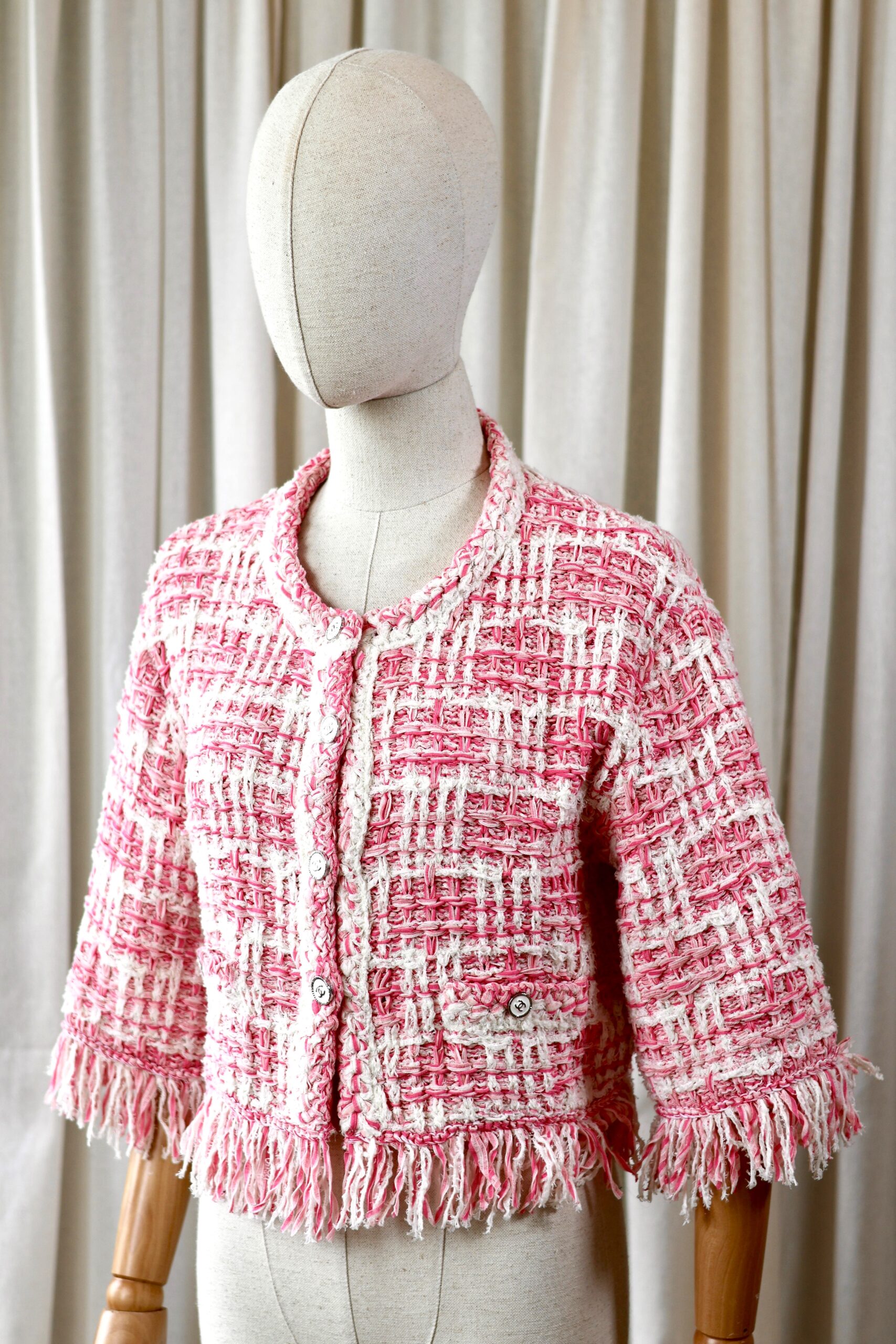 Chanel pink white tweed jacket - Image 2